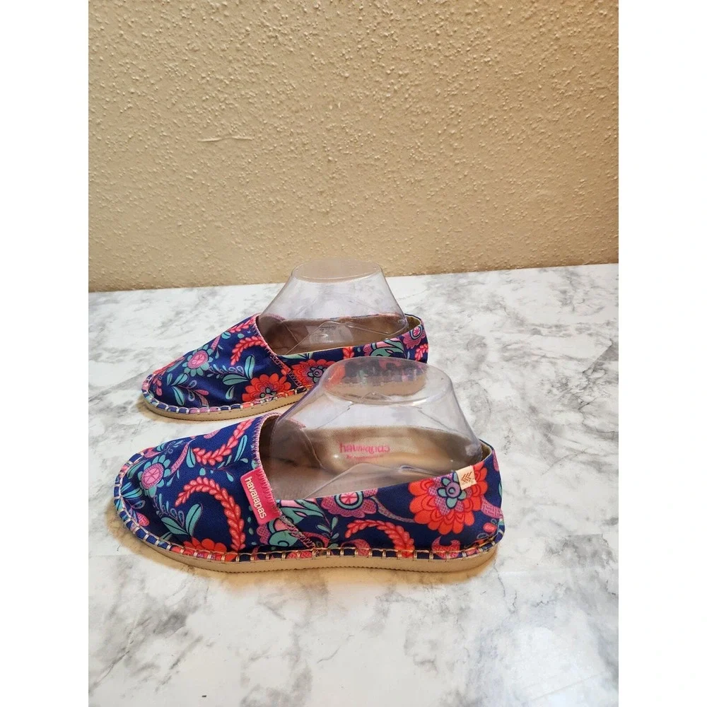 Havaianas‎ Womens 7 Blue Floral Espadrille Slip On Liberty London Paisley Shoes